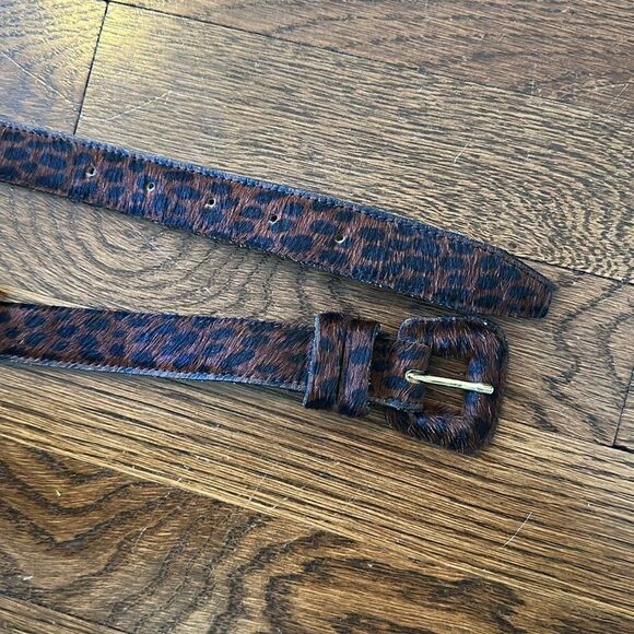 Vintage 80s Details brown & black animal print faux‎ fur belt
